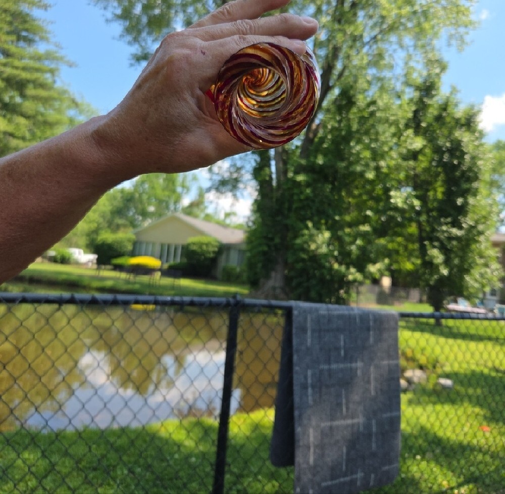 Murano Handblown Glass Vase in Swirled Amber and Other Neutral Colors. - Picture 6 of 7